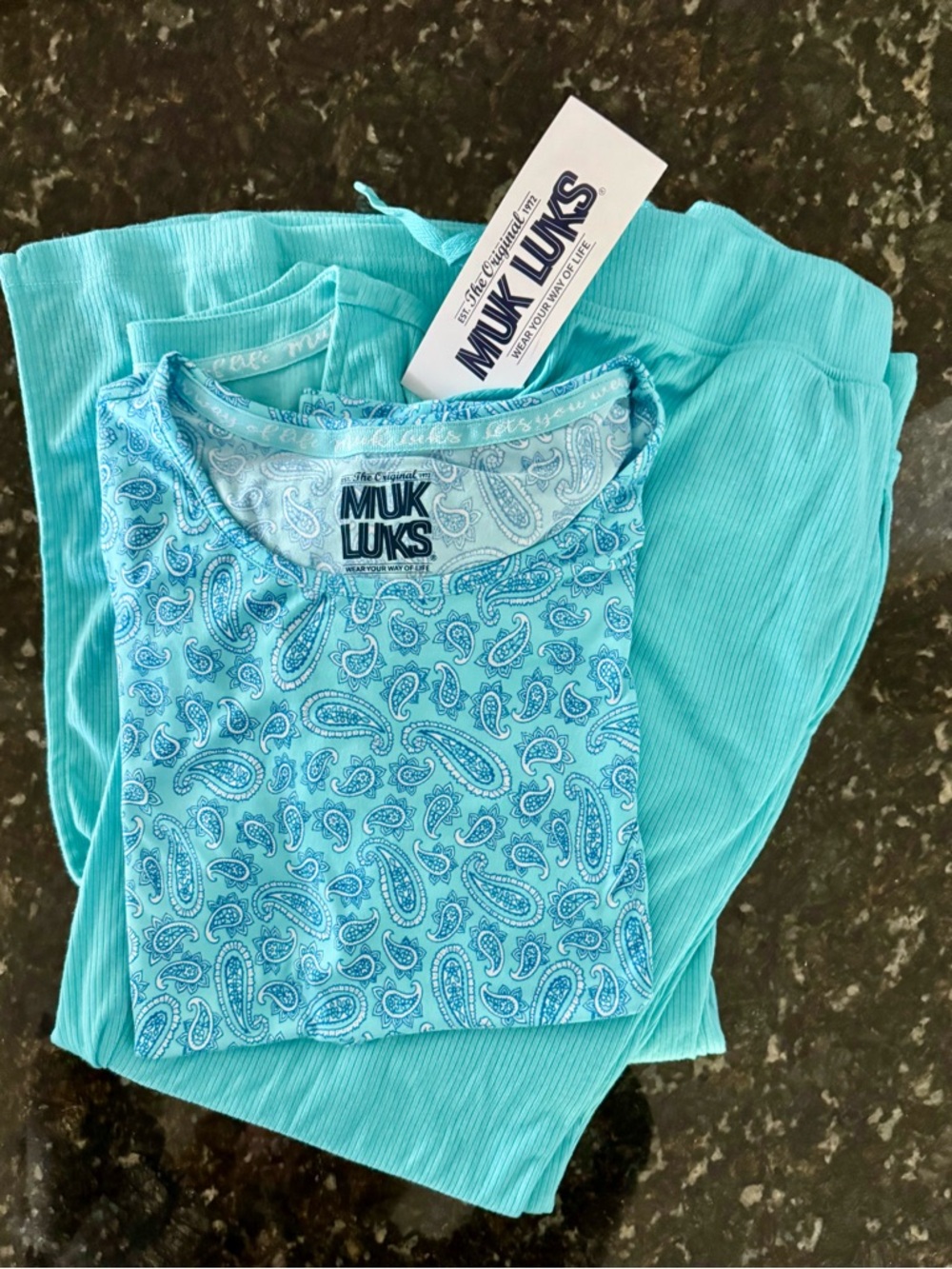 Muk Luks Turquoise 3-Piece Lounge Set - Picture 8 of 12